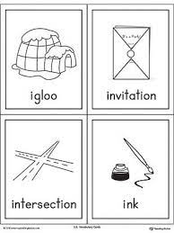 Words starting with i · i (pronoun) · ice (noun) · idea (noun) · ideal (noun) · ideal (adjective) · identical (adjective) · identification (noun) · identify (verb) . Letter I Words And Pictures Printable Cards Igloo Invitation Intersection Ink Letter I Words Vocabulary Cards Letter I