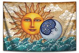 Ocean Sunrise Tapestry Wall Hanging by Artist Dan Morris, Sun Moon  Tapestry, Multiple Sizes