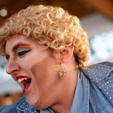 Drag king Luke N. Good performs as Justin Timberlake at the First Friday  Art Walk Pride Celebration at the Farmer's Market Pavilion. Photos by Talon  Aleister. @talonaleisterphotography @laneartscouncil  @lanecountyfarmersmarket #drag #lukengood #dragking #