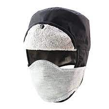 Home Prefer Winter Outdoor Waterproof Double Layer Face Cover Cap Warm Ear Flap Trapper Hat Black At Amazon Women Winter Hats For Men Hats For Women Bomber Hat