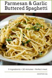 Parmesan Garlic Buttered Spaghetti Is A Light Easy Meal That Only Has 5 Ingredients And Can Be On Noodle Recipes Easy Garlic Pasta Recipe Light Pasta Sauce
