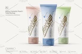 Cosmetic packaging & branding mockup. 3 Cosmetic Plastic Tube Mockup Glossier Cosmetics Mockup Cosmetics