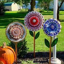 Glass Garden Art Flower Plate