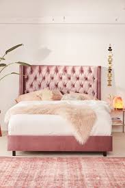 Charlotte Velvet Tufted Wingback Bed Urban Outfitters Often used to create luxurious, elegant bedroom style, they are the basis for some of the most iconic and tufting, or depressions throughout the fabric and padding of the headboard like in the image above, adds a touch of charm to the design.