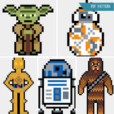 Assorted Star Wars Mini Patterns R2d2 Yoda C3po Etsy Star Wars Pixel Art Portrait Cross Stitch