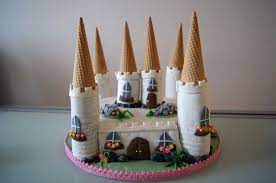 4.5) schmilz die weiße schokolade in einem wasserbad und färbe sie mit lebensmittelfarbe blau ein. Ein Schloss Fur Eine Kleine Prinzessin Gabis Kuchen