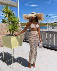 Summer Beach Babe Crochet 2 Piece Cover Up Set Cute Vacation Outfits Swimsuits Outfits Miami Outfits