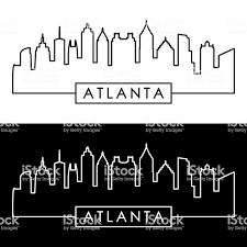 Atlanta Skyline Art Black And White Atlanta Skyline Linear Style Editable Vector File Atlanta Skyline Atlanta Art Atlanta