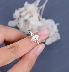 Marquise Cut Engagement Ring Unique Yellow Gold Engagement Ring Vintage  Marquise Cluster Eye Ring Women Anniversary Ring Bridal Promise Gift