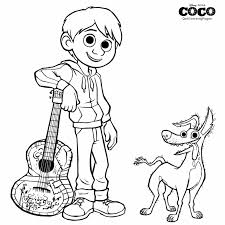 Desperate to prove his talent, miguel and his dog dante find themselves in the land of the dead. Dante And Miguel Coco Coloring Page Disney Coloring Pages Coloring Pages Coloring Books