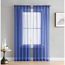 Living room decorating ideas are often the most challenging to come up with because there are so many ways to go! Hlc Me Royal Blue Sheer Voile Window Treatment Rod Pocket Curtain Panels For Bedroom And Living Room 54 X 84 Inches Long Set Of 2 Walmart Com Walmart Com
