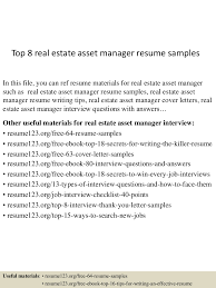 real estate asset manager resume samples