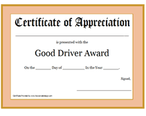 Select the things your child has to do or enter your own custom text. Good Driver Award Certificate Printable Templates