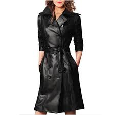 Trench Coat Simili Cuir à double boutonnage Noir JENNA - Vestes / Manteaux  / Kimonos / Capes/Manteaux - showroomtendance