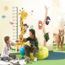 Cartoon Children Room Decor Kindergarten Giraffe Height Growth Chart Kids Baby Bedroom Nursery Paper Stickers Wall Sticker For Kids Wall Sticker Home