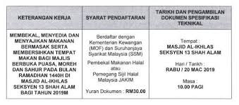 Contoh sebut harga makanan kantin sekolah. Tender Sebutharga Masjid Al Ikhlas