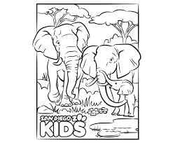A perfect colouring activity for home, the classroom or playgroups. Coloring Page Elephant Family San Diego Zoo Kids