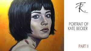 Portrait of Kate. Blue eyes part. Oil