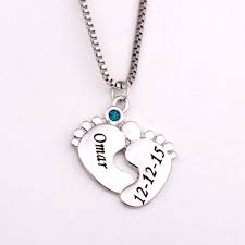 Personalized Baby Feet Pendant Necklace With Birthstones 2017 New Arrival Long Birthstone Necklaces Custo Baby Feet Necklace Birth Gemstone Birthstone Necklace