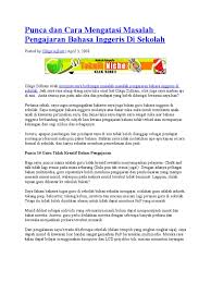 Memiliki teman yang bisa bergabung dengan anda dalam proses pembelajaran akan sangat membantu, meskipun mungkin anda tidak belajar bersama dalam. Punca Dan Cara Mengatasi Masalah Pengajaran Bahasa Inggeris Di Sekolah