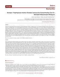 Pdf Kempen Kepimpinan Melalui Teladan Semasa Era Pemerintahan Tun Dr Mahathir Mohamad Di Malaysia