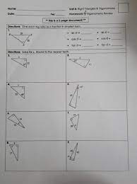 Those ratios reflect the relationships between the opposite and adjacent angles of the right angle with the. Name Unit 8 Right Triangles Trigonometry Homework Chegg Com