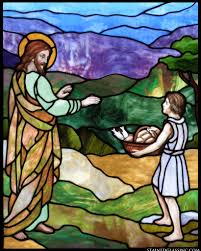 Two fish art glass, 7401 w madison, forest park, il 60130. The Miracle Of Bread And Fish Religious Stained Glass Window