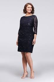 The Simple Plus Size Lace Sheath Gets Upgraded With Asymmetric Tiers And A Glittery Finish By Ronnie Nicole Poly Plus Size Cocktail Dresses Dresses Fashion