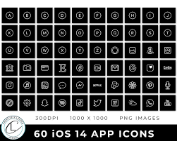 60 Black And White Ios 14 App Icons Ios 14 Icons Black And Etsy App Icon Black App Cover App