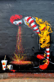 SPQR | Ronald McDonald Being Sick | Stencil Street Art From Bedminster