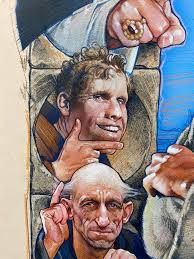 Drew's original 1986 painting for “The Name of the Rose”. #SeanConnery  #ChristianSlater #RonPerlman #FMurrayAbraham #80s #Art