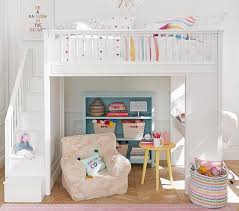 Surrounded by lights, bohemian style sheets, and a guitar, this would be a perfect hideout for a teenager. Fillmore Stair Loft Bed For Kids Pottery Barn Kids