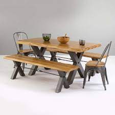 Industrial Dining Table Set Oak And Metal Oak Furnitureland Dining Table Industrial Dining Table Live Edge Dining Table