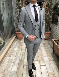Terziademaltun Italyan Stil Slim Fit Ceket Yelek Pantolon Gri Takim Elbise T2759 Suits Men Business Mens Fashion Suits Suits Men Slim
