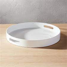 Hi Gloss Round White Tray White Tray White Serving Tray Tray Wooden coffee table, round coffee table, solid pine wood.