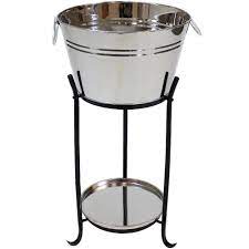 Sunnydaze Decor Ice Bucket Drink Cooler With Stand And Tray For Parties Stainless Steel Holds Beer Wine Champagne And More Rcm 511 The Home Depot