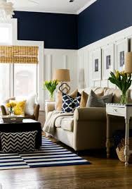 Two Tone Living Room Walls Dark Navy Blue And White Wall With Plaster Details Dark Blue And Navy Living Rooms Living Room Decor Pieces Navy Blue Living Room