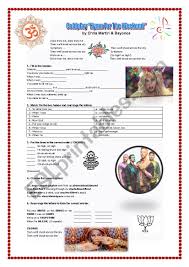 Up and up and up. Hymn For The Weekend By Coldplay Ft Beyonce Esl Worksheet By Britania