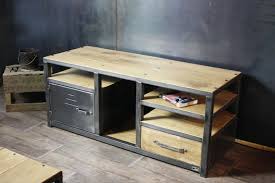 Meuble Tv Industriel Bois Metal Avec Etageres Et Tiroir Micheli Design Mobilier De Salon Meuble Tv Industriel Meuble