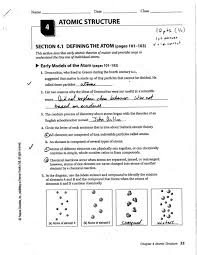 Atomic structure worksheet answers key. Section 4 1 Defining The Atom Pages 101 103