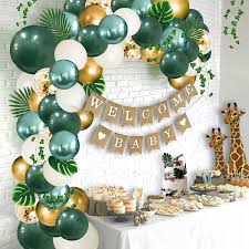 Check spelling or type a new query. Amazon Com Ola Memoirs Safari Baby Shower Decorations Jungle Theme Party Supplies With Lush Green Balloon Garland Arch Kit Backdrop Banner Tropical Palm Leaves Balloons Strip Ivy Vines Decor For Boy And Girl