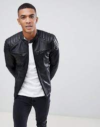 Superdry New Hero Leather Racer Biker Jacket In Black Asos