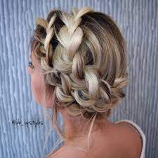 Crown Braid Halo Braided Hairstyle For Prom Or Bridal Updo Wb Upstyle Braided Crown Hairstyles Braided Hairstyles For Wedding Braided Hairstyles Updo