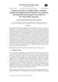 Pt pelindo properti indonesia (pt ppi). Pdf Comparative Analysis Of Simple Additive Weighting Method And Weighted Product Method To New Employee Recruitment Decision Support System Dss At Pt Warta Media Nusantara