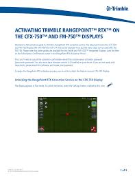 · tmx 2050 display with piq and fmx plus= $1,000 rebate or 13.9% . Activating Trimble Rangepoint Rtx On The Cfx 750 And Fm Manualzz