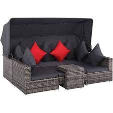 Entscheiden sie sich für unsere outdoor gartenlounge bieten wir ihnen hochwertige gartenmöbel aus sunbrella an. 7 Tlg Garten Lounge Set Mit Auflagen Poly Rattan Grau