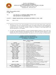 27 oktober 2018 26 januari 2019 minggu tenang menjelang uas. Vpaa Memo No 09 Acad Calendar Academic Term Graduate School