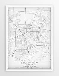 Elektrownia bełchatów jest największym dostawcą energii elektrycznej w polsce. Plakat Mapa Belchatow Seria White
