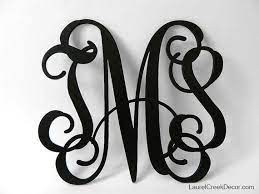 Three Initial Monogram Wall Decor In Script Letters Black Wood Monogram Great For Dorm Decor And Wrea Monogram Wall Decor Monogram Door Decor Wooden Initials