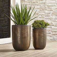 Metallic Bronze Planters Crate And Barrel Outdoor Planters Planters Large Planters